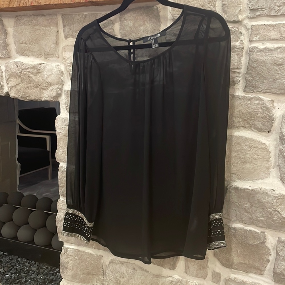 Black Top Gorgeous Bead Detail